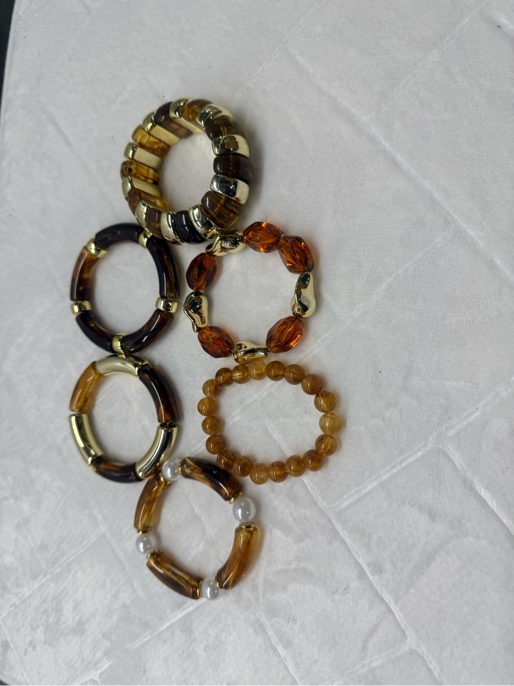 Amber-Tone Women’s Stretch Bracelet Set - Gold Accent